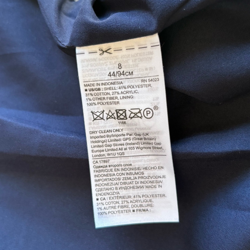 NWT Banana Republic Navy Blue and White Tweed Mini Skirt - Picture 6 of 8